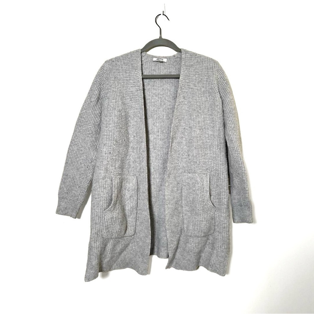 Madewell Wafflestitch Cardigan Sweater Heather Fog Size XS